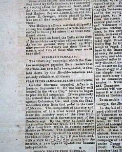 Columbia SC South Carolina Very Rare Confederate South 1862 Civil War Newspaper