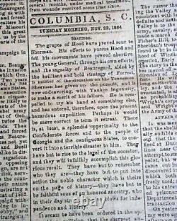 Columbia SC South Carolina Very Rare Confederate South 1862 Civil War Newspaper