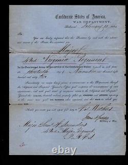 Confederate Military Appointment Samuel Saunders to Major 42nd Virginia Infantry