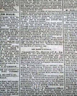 Confederate Monitor vs Merrimack Hampton Roads Virginia 1862 Civil War Newspaper