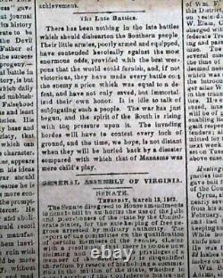 Confederate Monitor vs Merrimack Hampton Roads Virginia 1862 Civil War Newspaper