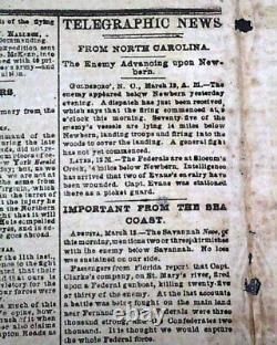 Confederate Monitor vs Merrimack Hampton Roads Virginia 1862 Civil War Newspaper