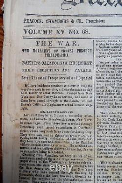 DAILY EVENING BULLETIN JUNE 29 1861 Bakers Calif Regt, Troops Move Through Phila