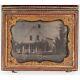 Daguerreotype Civil War era Quarter plate of Country Home People on porch