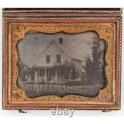 Daguerreotype Civil War era Quarter plate of Country Home People on porch