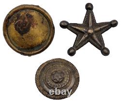 EARLY Civil War Brass Pins & Pre-Civil War Buckle Lot Texas Star / Texas Badge
