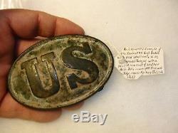 EARLY RARE US CIVIL WAR BELT BUCKLE FOUND NEAR GETTYSBURG 1863 with LEATHER