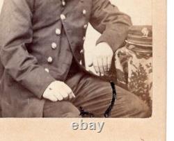EAST BOSTON Civil War Era Military Man Uniform Cap Cleft Chin Occupational CDV