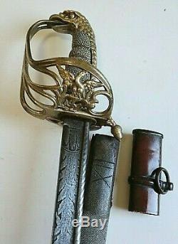 Early CIVIL War Naval Horstmann Confederate Eagle Head Officer Sword Ca 1845