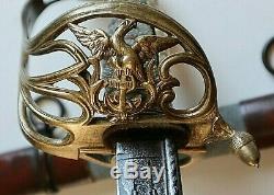 Early CIVIL War Naval Horstmann Confederate Eagle Head Officer Sword Ca 1845