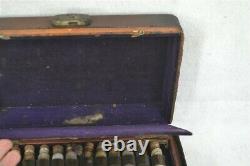 Early Civil War Era medicine homeopathy fitted box pharmacy 36 bottles 19th 1850