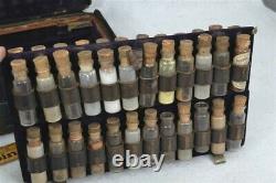 Early Civil War Era medicine homeopathy fitted box pharmacy 36 bottles 19th 1850