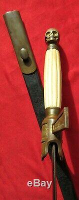 Early Masonic Skull Sword w Black Leather Scabbard Civil War Era Memento Mori