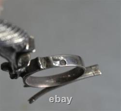 Early period midwife stork umbilical clamp babies 19th c silver original antique