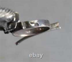 Early period midwife stork umbilical clamp babies 19th c silver original antique