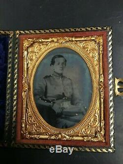 Exceedingly Rare New York 9th Plate Ambrotype Full Case Civil War Outstanding
