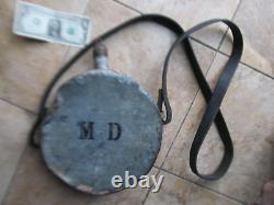 Extremely Rare LARGE Marked Civil War Tin MEDICAL DEPARTMENT Canteen & Straps