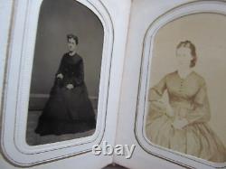 FULL Antique CIVIL WAR /VICTORIAN CdeV Photo Album, Tintypes, Women & Children