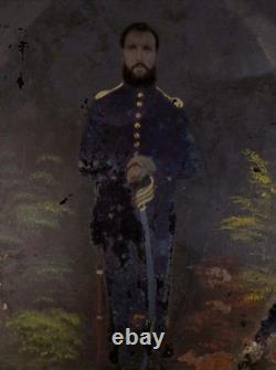 FULL PLATE Tintype Of A Civil War Soldier Tinted (Painted) 6 1/2 x 8 1/2