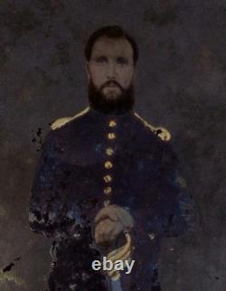 FULL PLATE Tintype Of A Civil War Soldier Tinted (Painted) 6 1/2 x 8 1/2