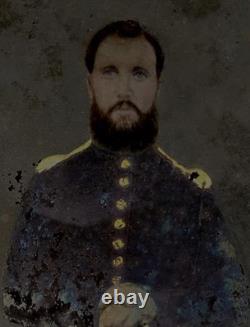 FULL PLATE Tintype Of A Civil War Soldier Tinted (Painted) 6 1/2 x 8 1/2