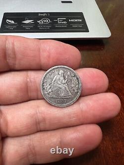 Fancy Engraved 8th Corps Badge Made on The Front of 1857 Seated Liberty Quarter