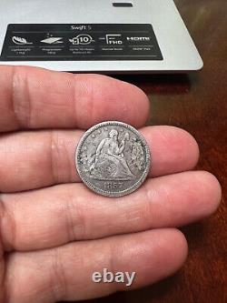 Fancy Engraved 8th Corps Badge Made on The Front of 1857 Seated Liberty Quarter