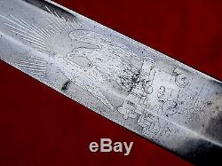 Fine Antique American CIVIL War Ames M1852 Naval Officers Sword Decorated Blade
