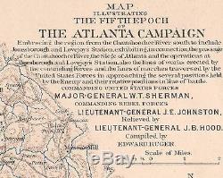 Fine Original Antique CSA US Civil War Map Sherman's ATLANTA CAMPAIGN Georgia GA