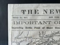 Framed 1863 Civil War Chickamauga Campaign Map Newspaper New York Herald Georgia