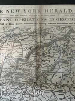 Framed 1863 Civil War Chickamauga Campaign Map Newspaper New York Herald Georgia Framed 1863 Civil War Chickamauga Campaign Map Newspaper New York Herald Georgia