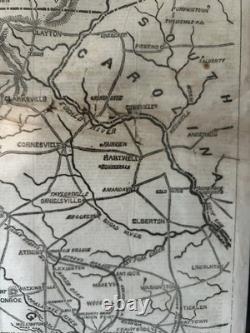 Framed 1863 Civil War Chickamauga Campaign Map Newspaper New York Herald Georgia