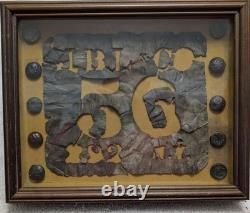 Framed Civil War Business Stencil & 10 Federal Eagle Buttons Dug Newbern, N. C