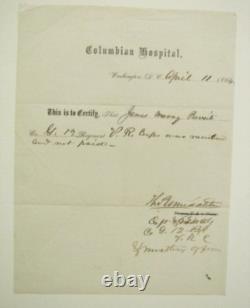 George Washington University CIVIL War Meridian Hill Hospital Letter 1864