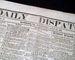 Great 1st Battle of Bull Run Manassas VA Civil War Confederate VA 1861 Newspaper