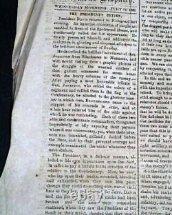 Great 1st Battle of Bull Run Manassas VA Civil War Confederate VA 1861 Newspaper