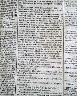 Great 1st Battle of Bull Run Manassas VA Civil War Confederate VA 1861 Newspaper