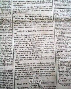 Great 1st Battle of Bull Run Manassas VA Civil War Confederate VA 1861 Newspaper