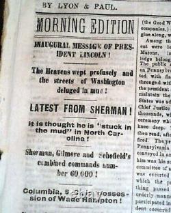 Great Abraham Lincoln Inauguration Inaugural Address 1865 Civil War Newspaper