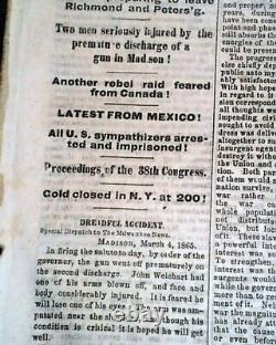 Great Abraham Lincoln Inauguration Inaugural Address 1865 Civil War Newspaper