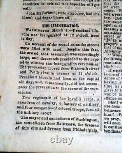 Great Abraham Lincoln Inauguration Inaugural Address 1865 Civil War Newspaper