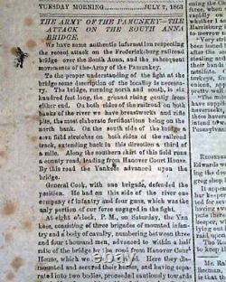 Great BATTLE OF GETTYSBURG Confederate Capital Richmond VA Civil War 1863 News