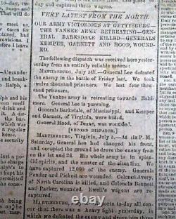 Great BATTLE OF GETTYSBURG Confederate Capital Richmond VA Civil War 1863 News