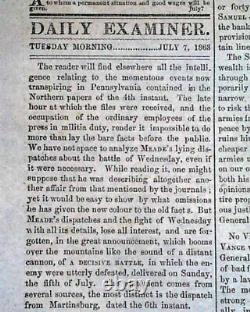 Great BATTLE OF GETTYSBURG Confederate Capital Richmond VA Civil War 1863 News