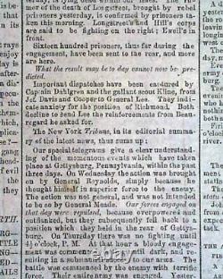 Great BATTLE OF GETTYSBURG Confederate Capital Richmond VA Civil War 1863 News