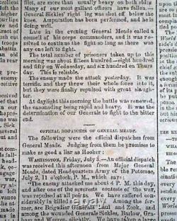 Great BATTLE OF GETTYSBURG Confederate Capital Richmond VA Civil War 1863 News