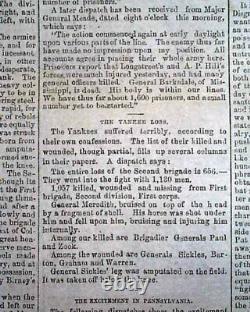 Great BATTLE OF GETTYSBURG Confederate Capital Richmond VA Civil War 1863 News