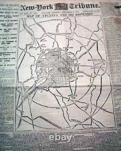 Great Fall of Atlanta Georgia with Civil War Map & Jonesborough GA 1864 Newspaper