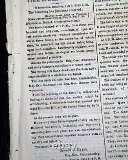 Great Historic Battle of Gettysburg Yankees Victory 1863 Civil War NYC Newspaper