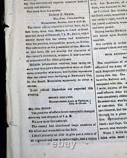 Great Historic Battle of Gettysburg Yankees Victory 1863 Civil War NYC Newspaper